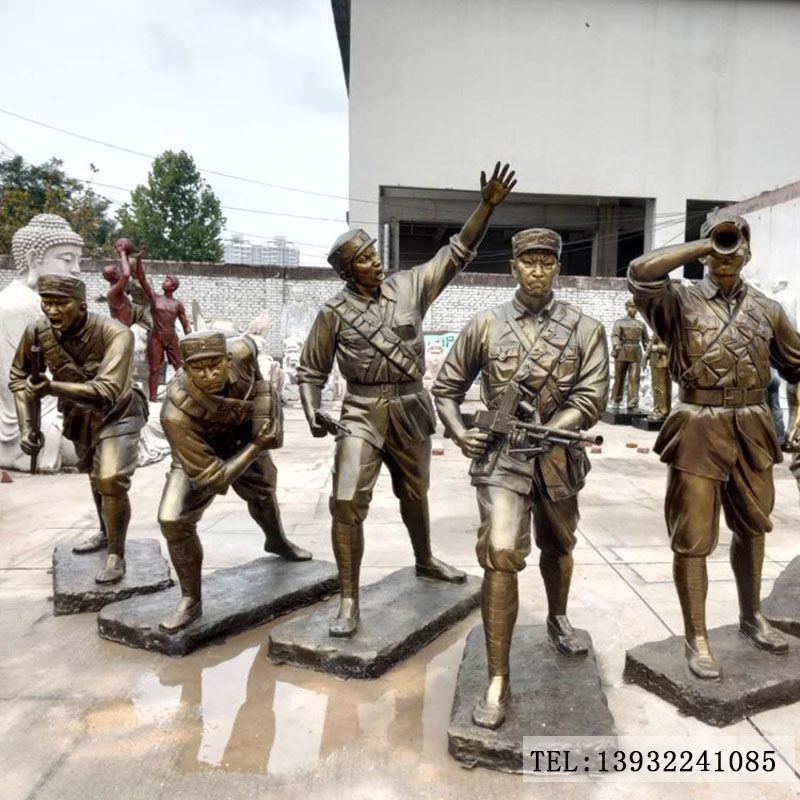 抗战英雄人物雕塑红军战士群雕