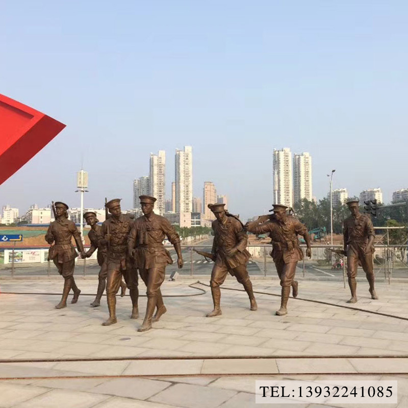 红军八路军抗日铸铜雕塑